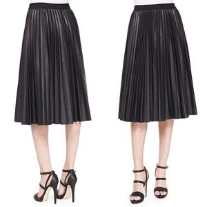 Theory “Zeyn” pleated leather midi skirt